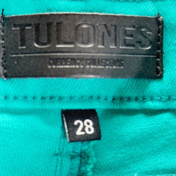 TULONES Currency Collections Men's Cargo Pants Turquoise Cotton Stretch Size 28 - Picture 9 of 12